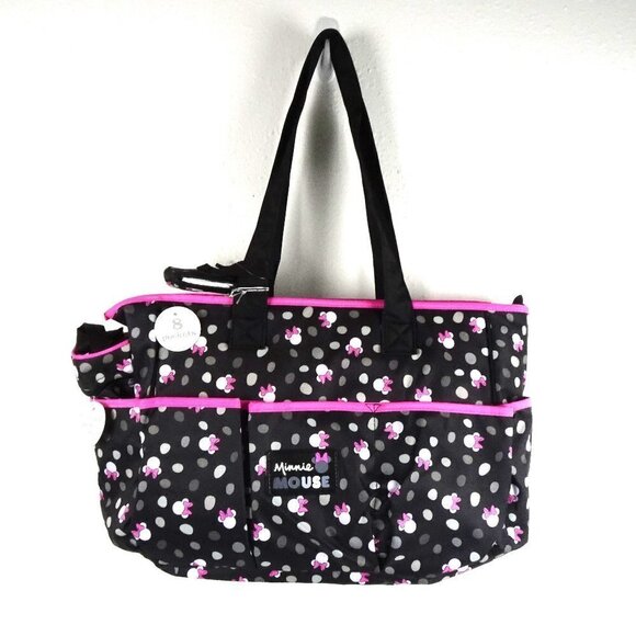 Disney Baby Minnie Mouse Diaper Bag 8 Pockets 4 Piece Set 19" Large NEW - Picture 1 of 11